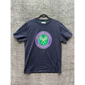Wimbledon Championships Logo Cotton Short Sleeve T-Shirt Navy Blue Mens Size L